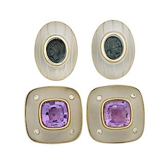 ROCK CRYSTAL/GOLD EARRINGS INCLUDES TRIANON