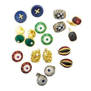 NINE PAIRS OF FINE & COLORFUL TAILORED CUFFLINKS