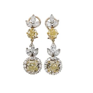 EXCEPTIONAL YELLOW & COLORLESS DIAMOND EARRINGS
