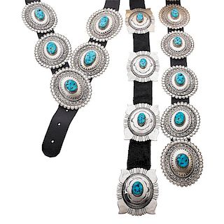 NAVAJO SILVER/SLEEPING BEAUTY TURQUOISE CONCHO BELTS