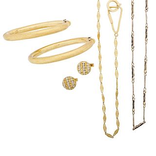 SIX PIECES OF GOLD JEWELRY