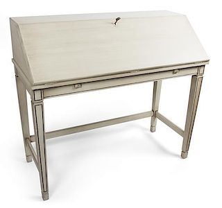A Swedish Painted Slant Front Writing Desk Height 40 x width 44 x depth 20 inches.