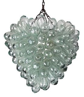 A Belgian Multiple Blown Glass Bulb Chandelier Height 16 inches.