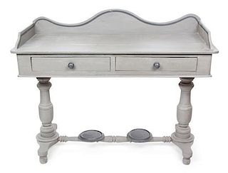 A Swedish Painted Writing Desk Height 33 1/2 x width 42 x depth 17 inches.