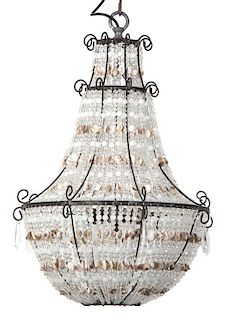 A Louis XVI Style Gilt Metal and Beaded Glass Chandelier Height 24 inches.