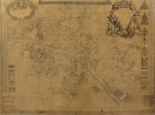 A Reprint of a French Map, Nouveau Plan de Paris 29 3/4 x 40 inches.