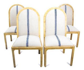Four Lacquered Goat-skin Side Chairs Height 41 1/4 inches.