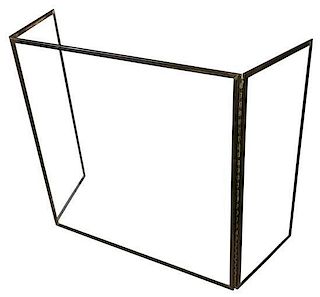 A Brass Mounted Glass Three-Panel Fire Screen Height 30 1/4 x width extended 57 inches.