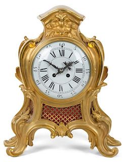 A Louis XV Style Gilt Bronze Bracket Clock Height 16 inches.