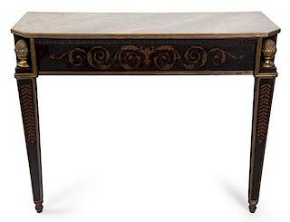 A Neoclassical Painted Console Table Height 34 1/2 x width 43 x depth 16 inches.