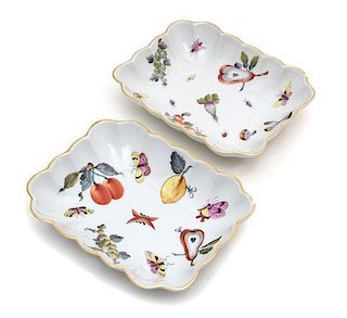 Two Herend Porcelain Bowls Width 7 inches.