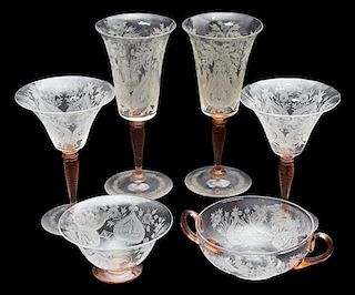 A Collection of Venetian Glassware Height of tallest 6 1/2 inches.