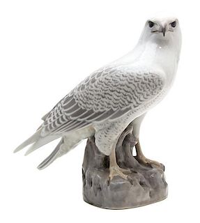 A Royal Copenhagen Porcelain Model of a Falcon Height 15 1/4 inches.