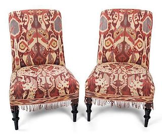 A Pair of Regency Style Slipper Chairs Height 31 1/4 inches.