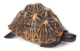 A Carved Wood Figure of a Tortoise Length 10 inches.