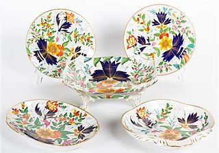 Twenty-Two Pieces English Coalport Porcelain, 19TH CENTURY, in the Bow pattern, comprising: 1 footed serving bowl 4 shaped se