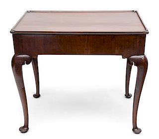 A Queen Anne Style Mahogany Side Table Height 27 x width 31 x depth 28 inches.