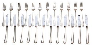 A Danish Silver Dessert Flatware Service, A. Michelson, Copenhagen, comprising: 12 knives 12 forks