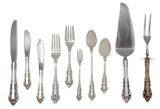 A Partial American Silver Flatware Service, Gorham Mfg. Co., Providence, RI, in the Medici pattern, comprising: 14 dinner kni