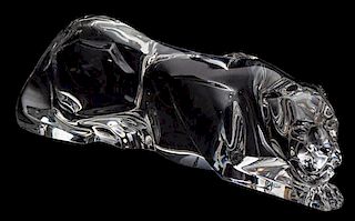 A Baccarat Crystal Panther Resting Length 10 1/4 inches.