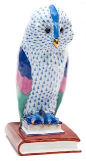 A Herend Porcelain Owl Height 11 1/2 inches.