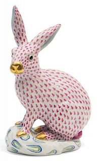 A Herend Porcelain Rabbit Height 11 7/8 inches.