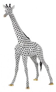 A Herend Porcelain Giraffe Height 14 1/4 inches.