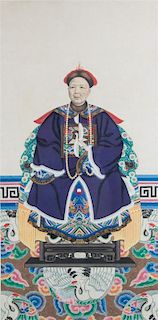 A Chinese Ancestor Portrait 44 x 21 1/2 inches.