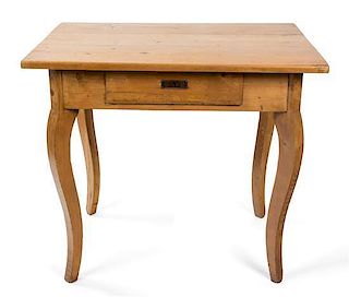 A French Provincial Style Pine Table Height 31 1/2 x width 36 x depth 27 inches.