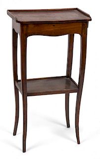 A French Provincial Style Marquetry Walnut Side Table Height 24 x width 13 1/4 x depth 8 1/4 inches.
