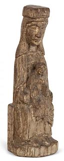 A Continental Carved Wood Figural Group Height 13 1/8 inches.