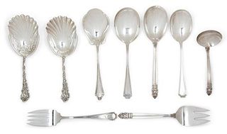 A Collection of Nine American Silver Serving Articles, Various Makers, comprising examples from Gorham, Durgin, International