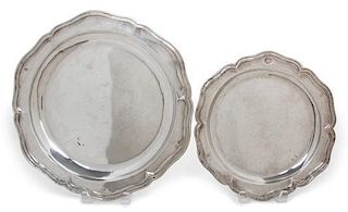 Two Silver-Plate Continental Platters Diameter of larger 13 3/4 inches.