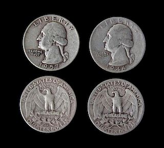 Thirty-One U.S. Silver Quarters Diameter 1 inch.