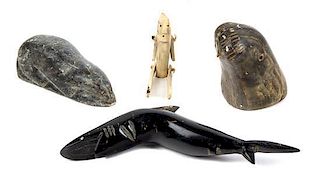 A Group of Four Inuit Carved Figures Length of largest 7 3/4 inches.