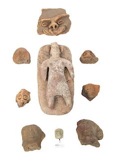 An Assortment of Pre-Columbian Pottery Fragments Length of longest 7 1/2 inches.