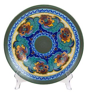 A Gouda Ceramic Charger, Decorated by Zomer Diameter 14 1/4 inches.