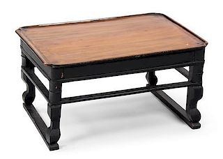 A Stained Pine Low Table Height 10 x width 19 x depth 14 inches.
