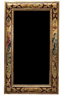 A Painted and Parcel Gilt Framed Mirror 43 1/2 x 25 3/4 inches.