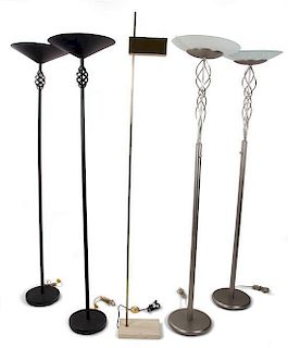 An Assortment of Four Torchere Lamps Height of tallest 78 inches.
