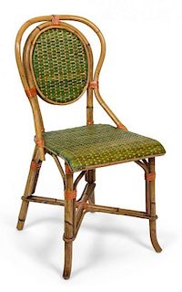 A Bamboo and Woven Rattan Side Chair Height 33 3/4 inches.