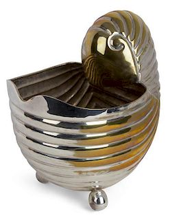 A Silver-Plate Nautilus Shell Height 11 1/2 inches.