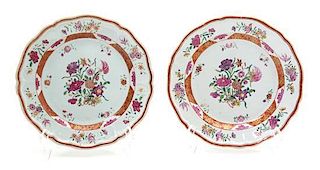 A Pair of Chinese Export Famille Rose Plates Diameter 9 1/4 inches.