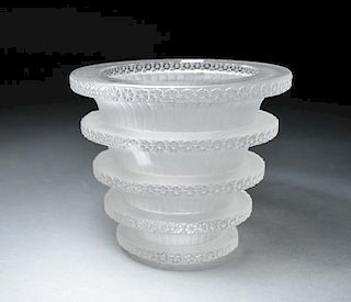 R. Lalique France frosted tiered glass ice bucket