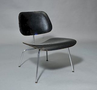 Charles Eames/ Herman Miller black laminate & chrome chair, labeled