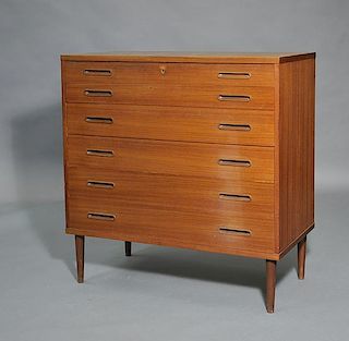 Danish teak six drawer dresser, un-identified maker