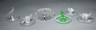 Grouping of six Lalique glass ash trays