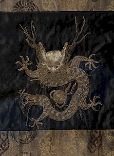 19th C. Asian embroidery of dragons