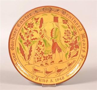 Oley Valley Pottery Redware Wedding Plate.
