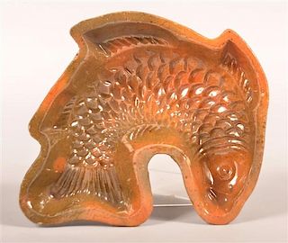 Pennsylvania 19th Century Redware Glazed Fish Mold.
